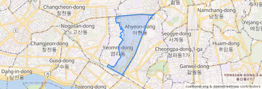 Mapa de ubicacion de 아현동.