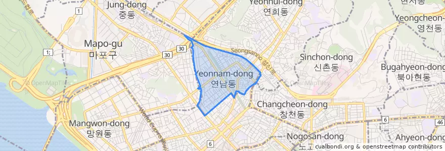 Mapa de ubicacion de 연남동.