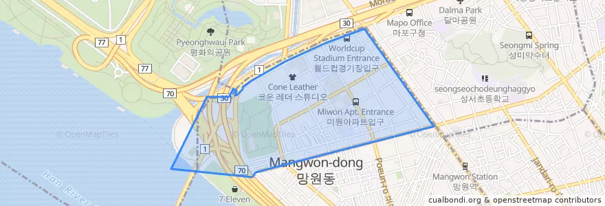 Mapa de ubicacion de Mangwon 2(i)-dong.