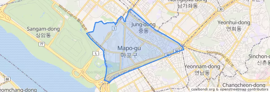 Mapa de ubicacion de 성산2동.