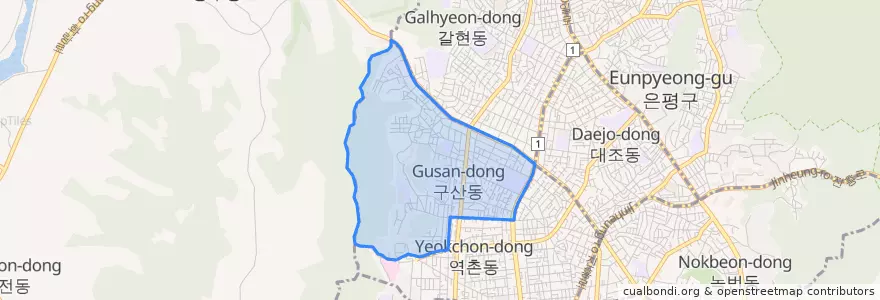 Mapa de ubicacion de 구산동.