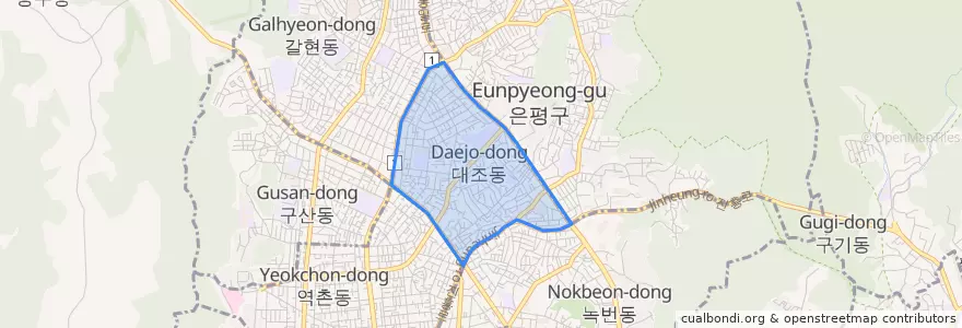 Mapa de ubicacion de 대조동.