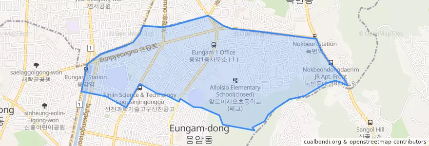 Mapa de ubicacion de 응암1동.