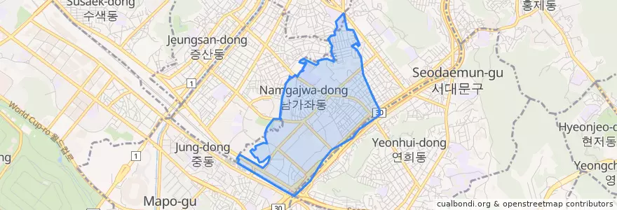 Mapa de ubicacion de 남가좌동.