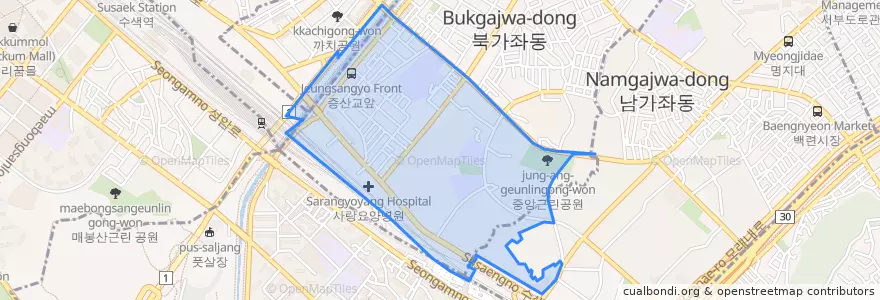 Mapa de ubicacion de Bukgajwa 1(il)-dong.