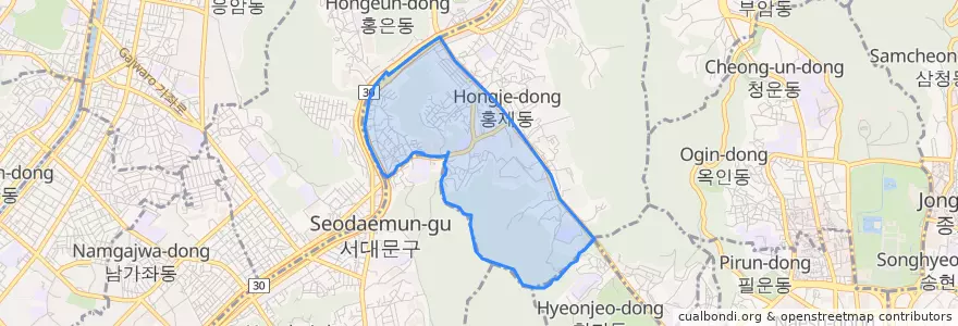 Mapa de ubicacion de 홍제1동.