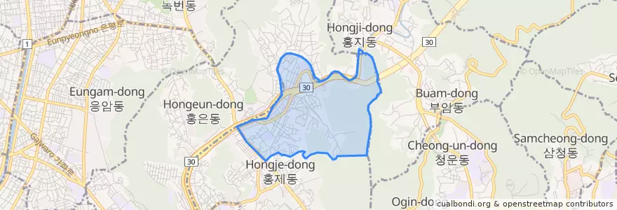 Mapa de ubicacion de 홍제3동.