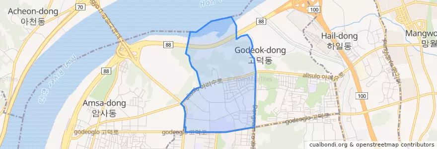 Mapa de ubicacion de Godeok 1(il)-dong.