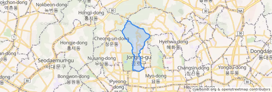 Mapa de ubicacion de 삼청동.