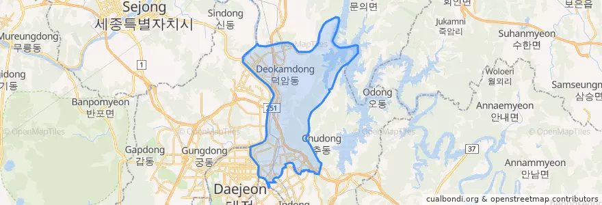 Mapa de ubicacion de Daedeok-gu.
