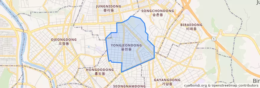Mapa de ubicacion de 용전동.