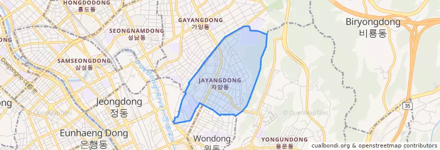 Mapa de ubicacion de 자양동.
