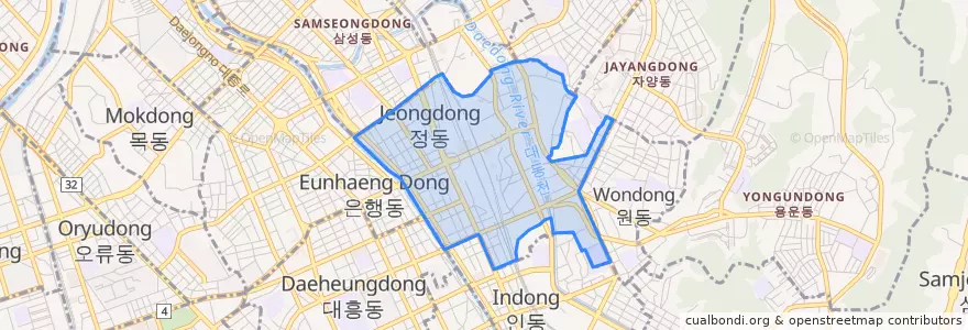 Mapa de ubicacion de 중앙동.