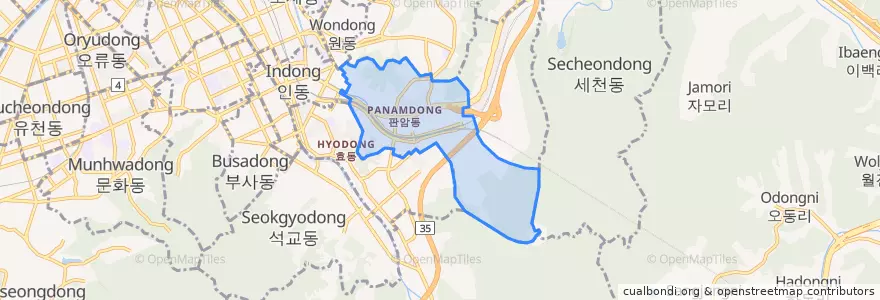 Mapa de ubicacion de 판암동.