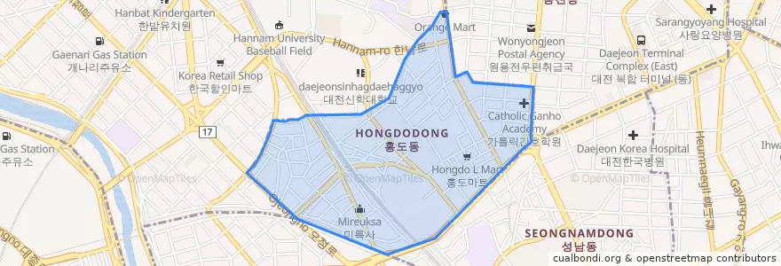 Mapa de ubicacion de 홍도동.