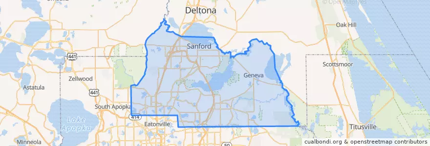Mapa de ubicacion de Seminole County.