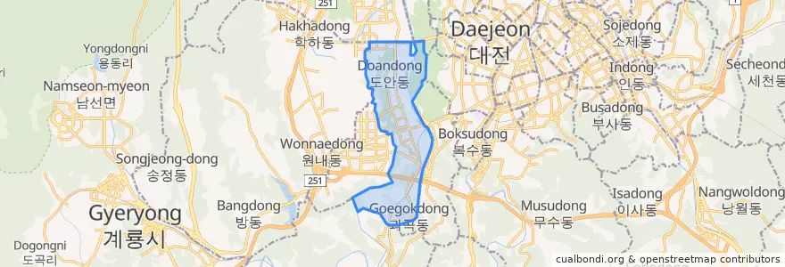 Mapa de ubicacion de 가수원동.
