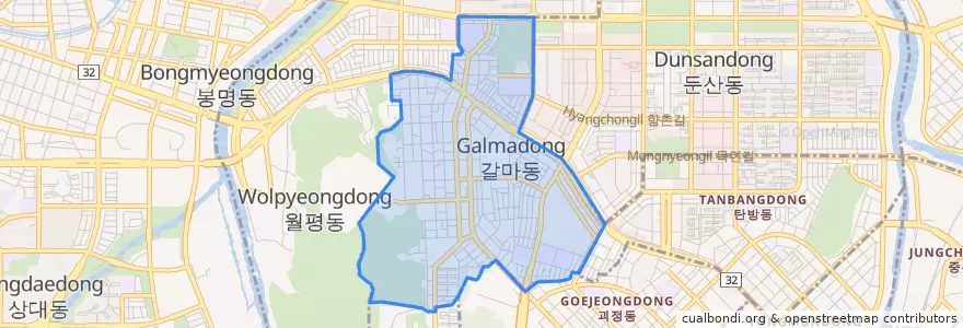 Mapa de ubicacion de 갈마동.