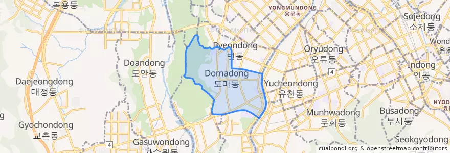 Mapa de ubicacion de 도마동.