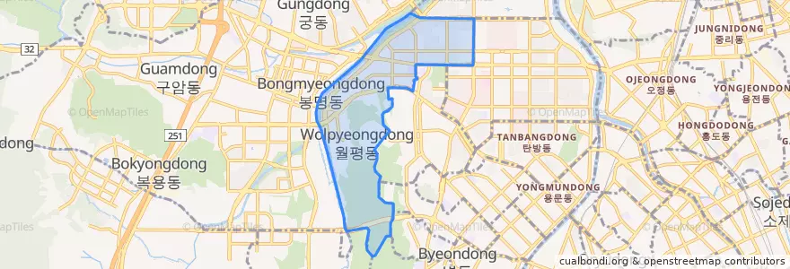 Mapa de ubicacion de 월평동.