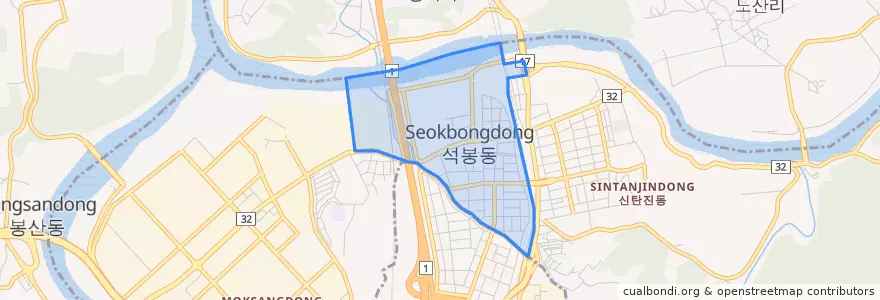 Mapa de ubicacion de 석봉동.