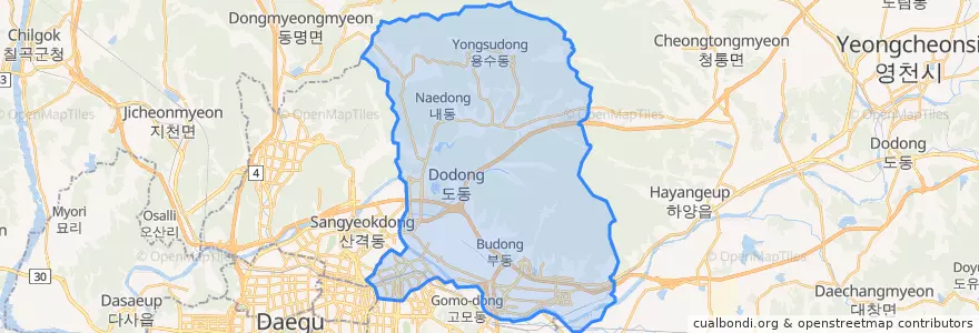 Mapa de ubicacion de 동구.