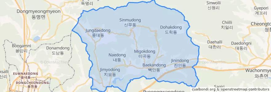 Mapa de ubicacion de 공산동.