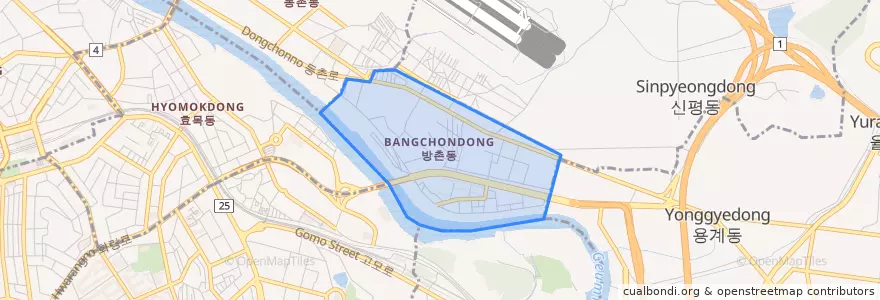 Mapa de ubicacion de 방촌동.