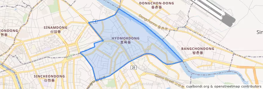 Mapa de ubicacion de 효목동.