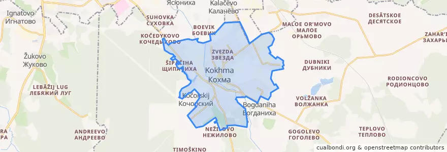 Mapa de ubicacion de городской округ Кохма.