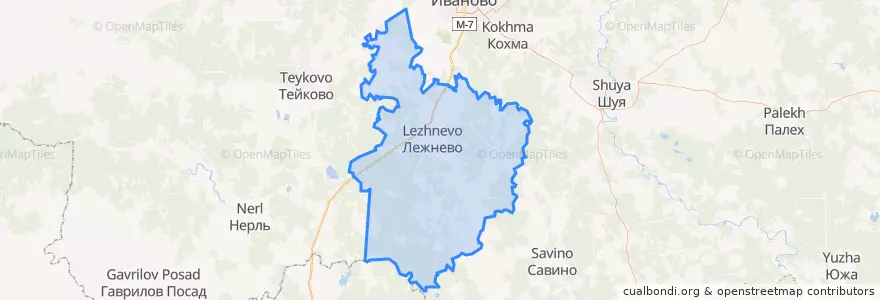 Mapa de ubicacion de Лежневский район.