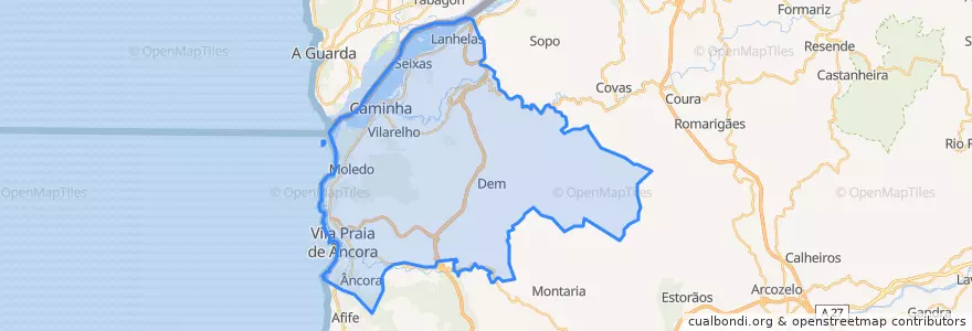 Mapa de ubicacion de Caminha.