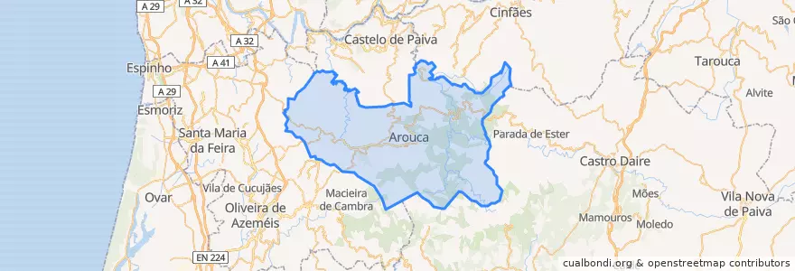 Mapa de ubicacion de Arouca.