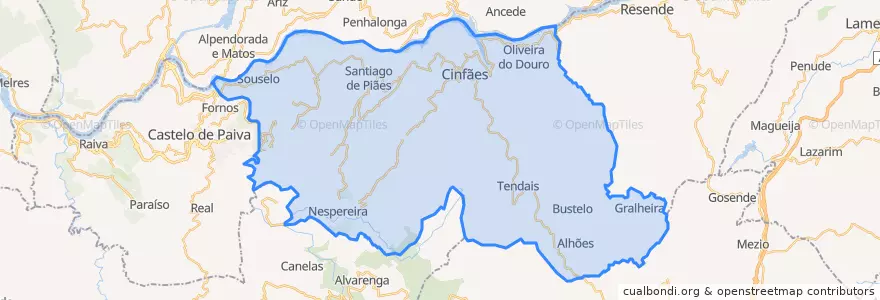 Mapa de ubicacion de Cinfães.