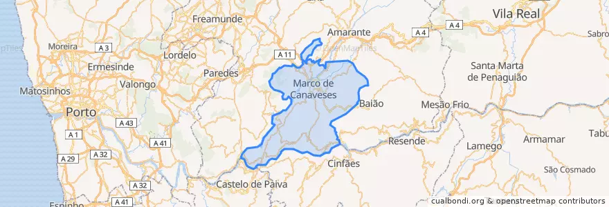 Mapa de ubicacion de Marco de Canaveses.