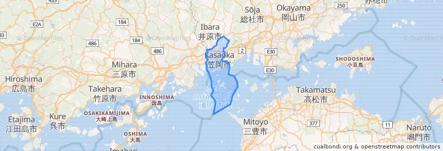 Mapa de ubicacion de 笠岡市.