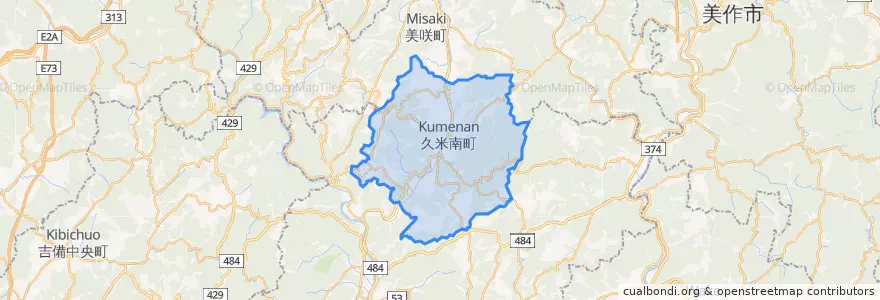Mapa de ubicacion de 久米南町.
