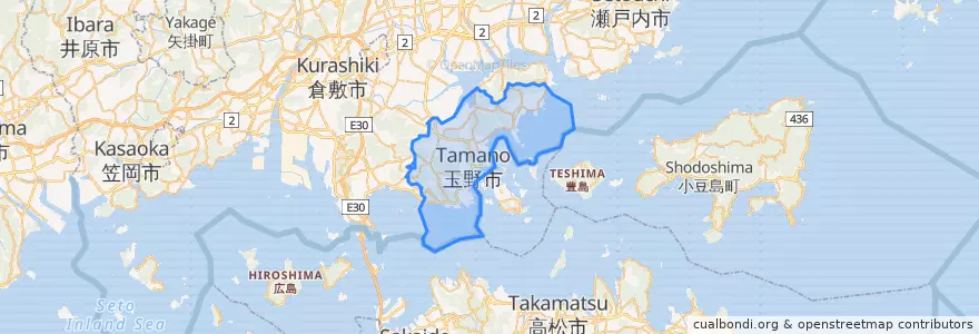 Mapa de ubicacion de 玉野市.