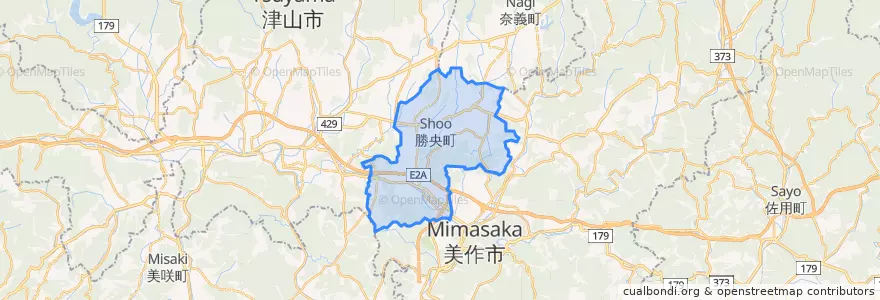 Mapa de ubicacion de 勝央町.