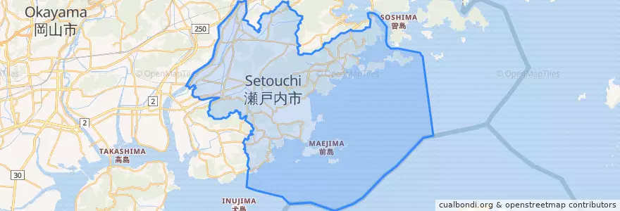 Mapa de ubicacion de 瀬戸内市.