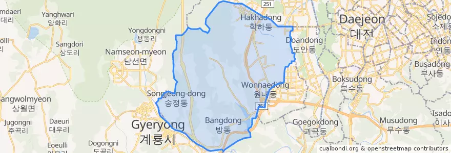Mapa de ubicacion de 진잠동.