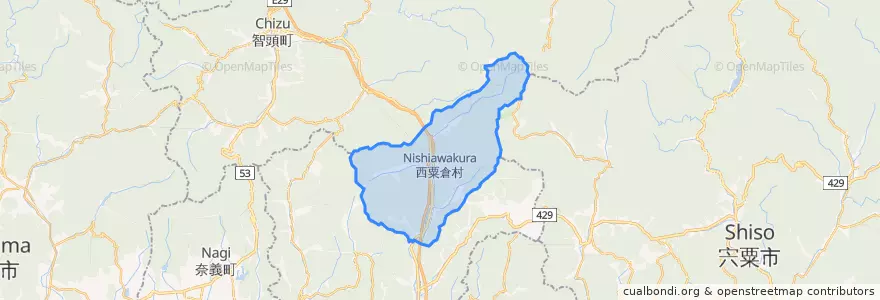 Mapa de ubicacion de 西粟倉村.