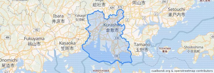 Mapa de ubicacion de 倉敷市.