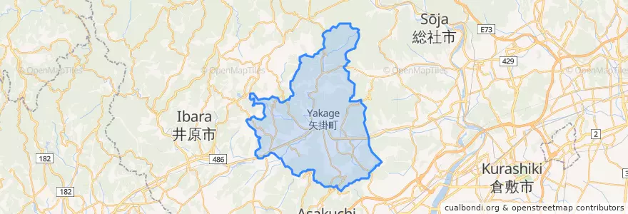 Mapa de ubicacion de 矢掛町.