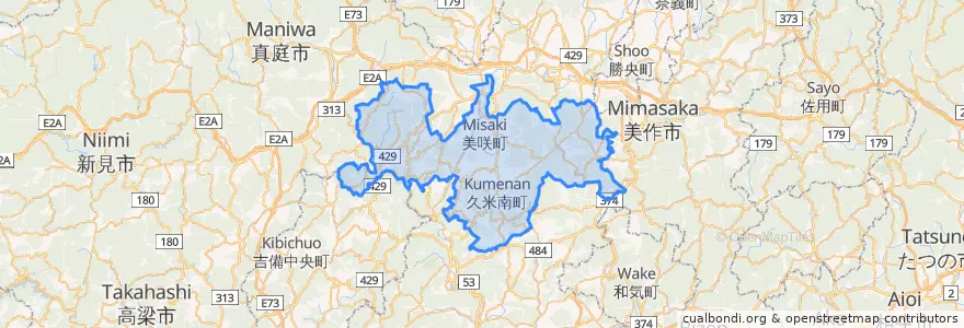 Mapa de ubicacion de 久米郡.