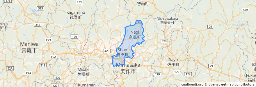 Mapa de ubicacion de 勝田郡.