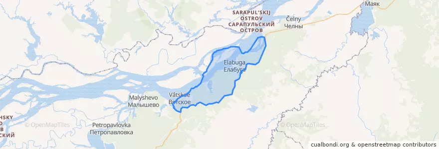 Mapa de ubicacion de Елабужское сельское поселение.
