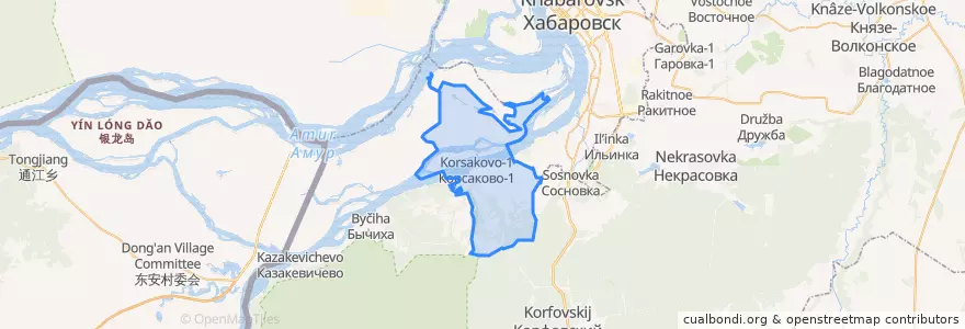 Mapa de ubicacion de Корсаковское сельское поселение.