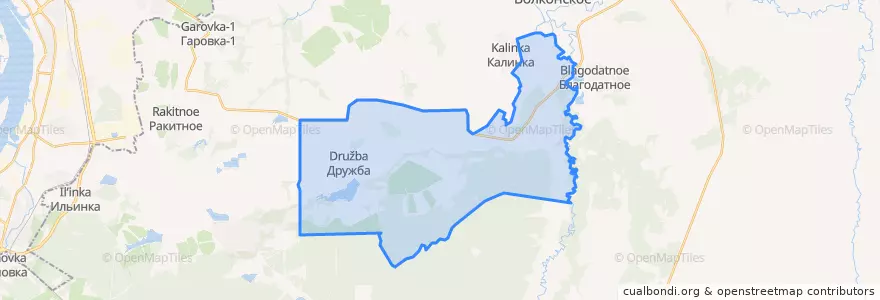 Mapa de ubicacion de Дружбинское сельское поселение.