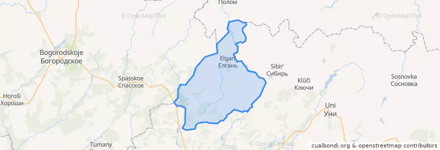 Mapa de ubicacion de Елганское сельское поселение.
